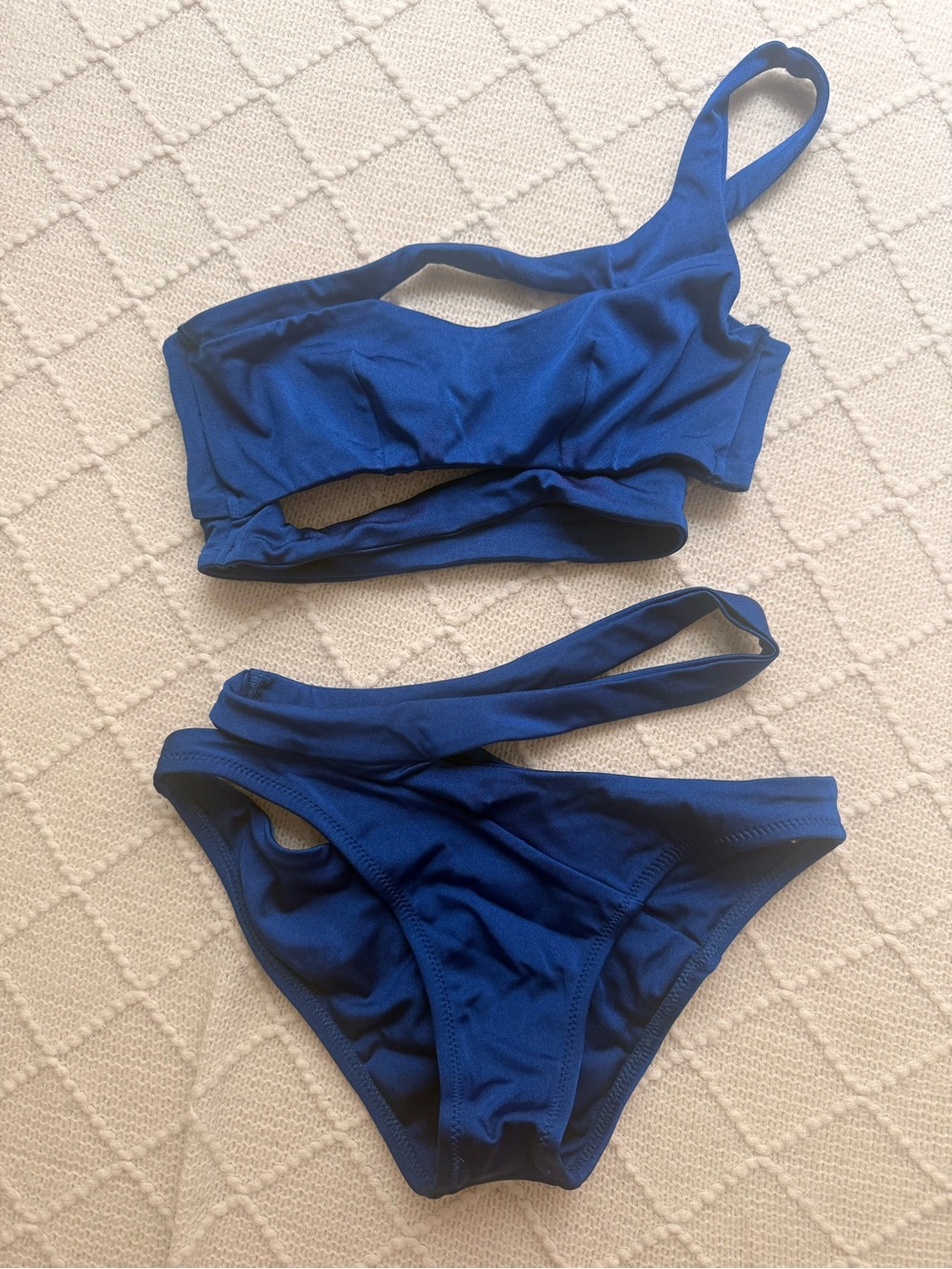 Agent Provocateur Lexxi One-Shoulder Cutout Bikini in Blue